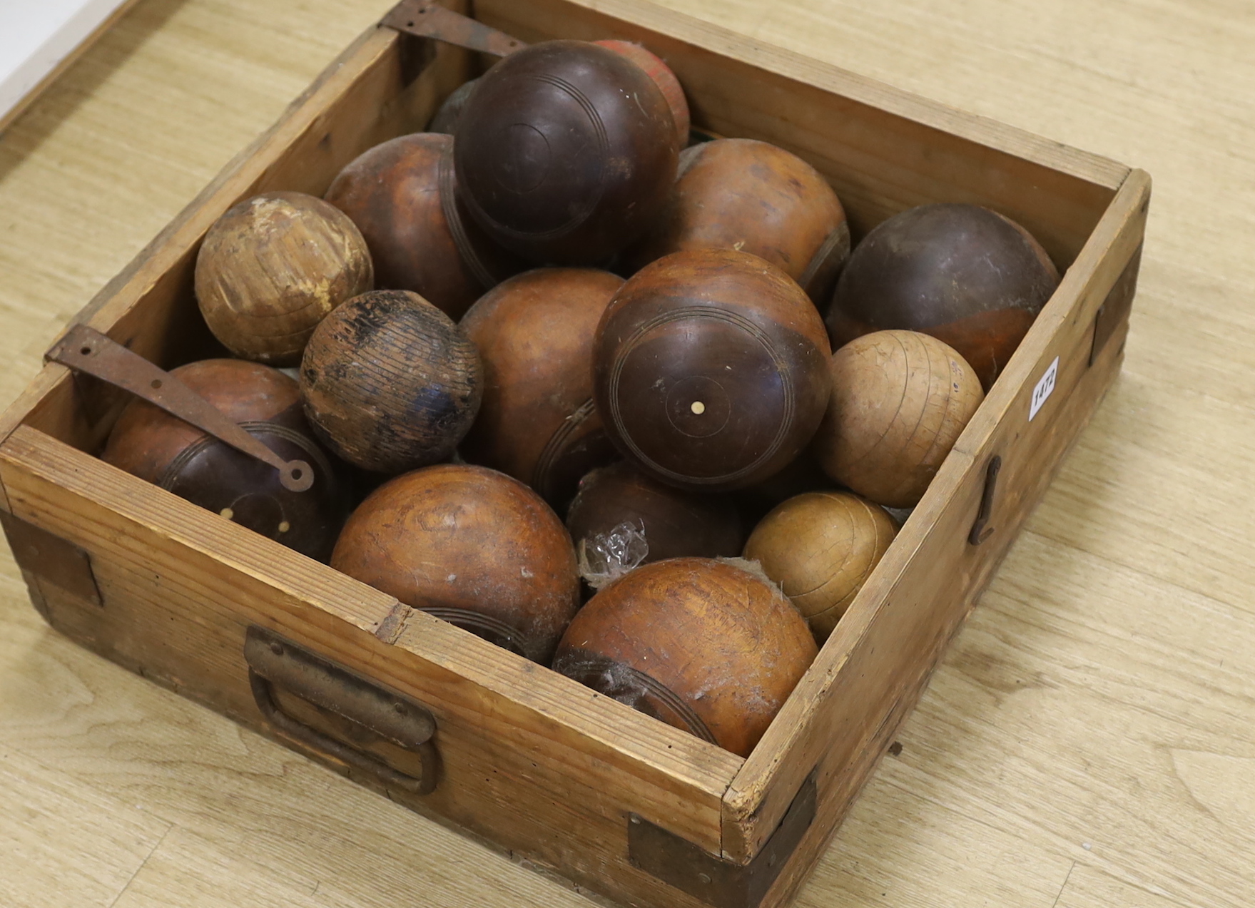 A boxed Table croquet set and a box of lignum vitae etc. bowls